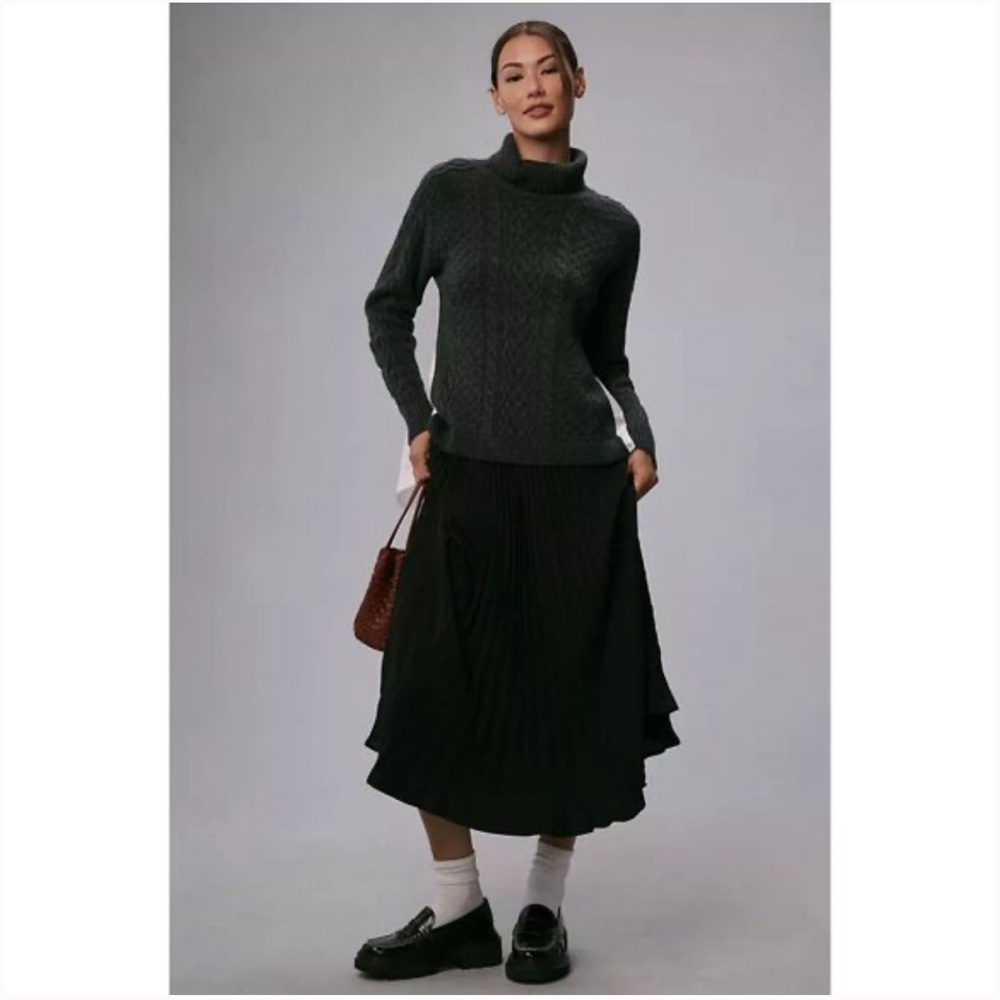 By Anthropologie Mixed Media Turtleneck Cable Sweater - Picture 1 of 3
